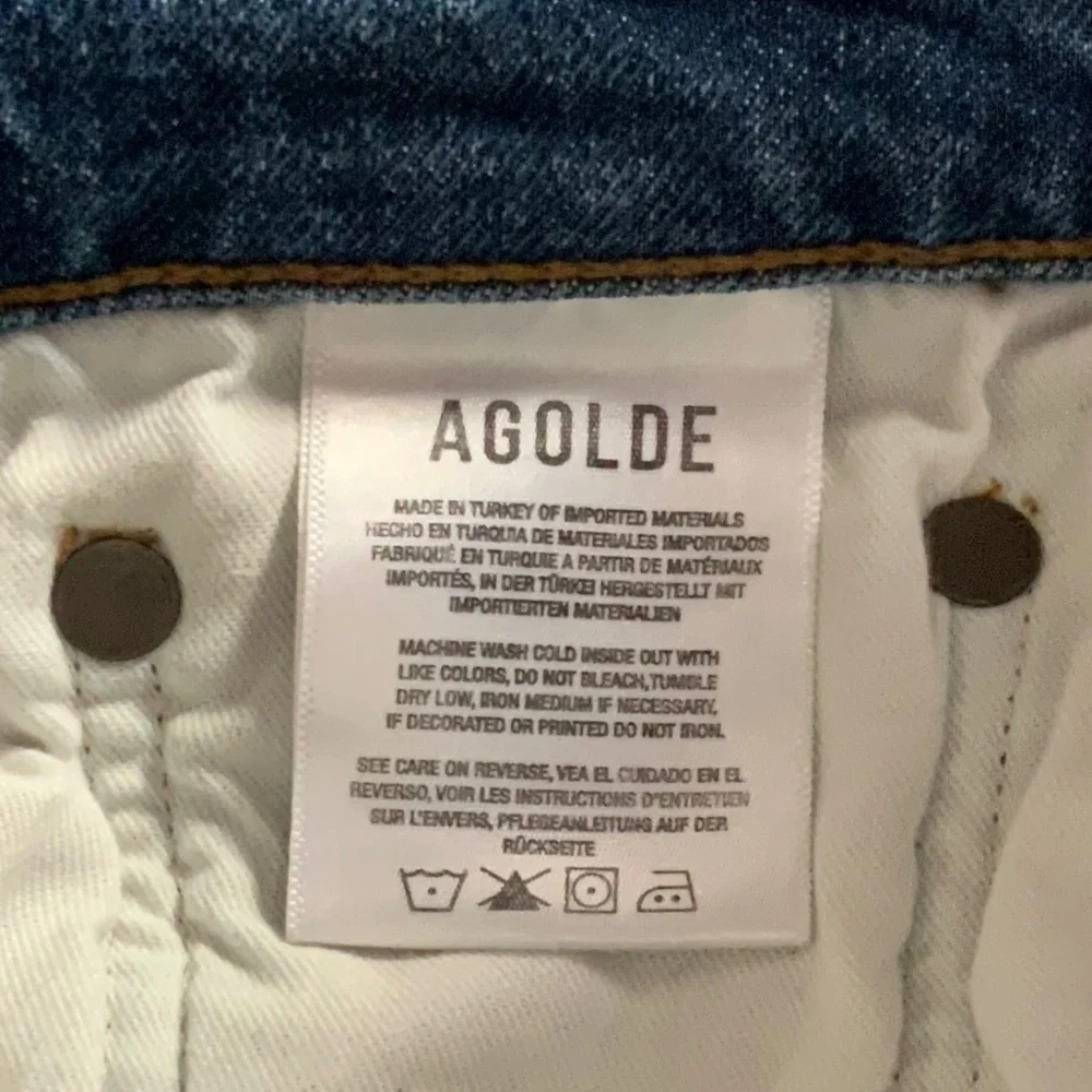 Agolde Button Fly Crop Riley Straight Leg High Rise Denim Jeans Size 29